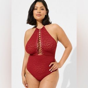 Torrid Lace Up Halter Body Suit Size 1